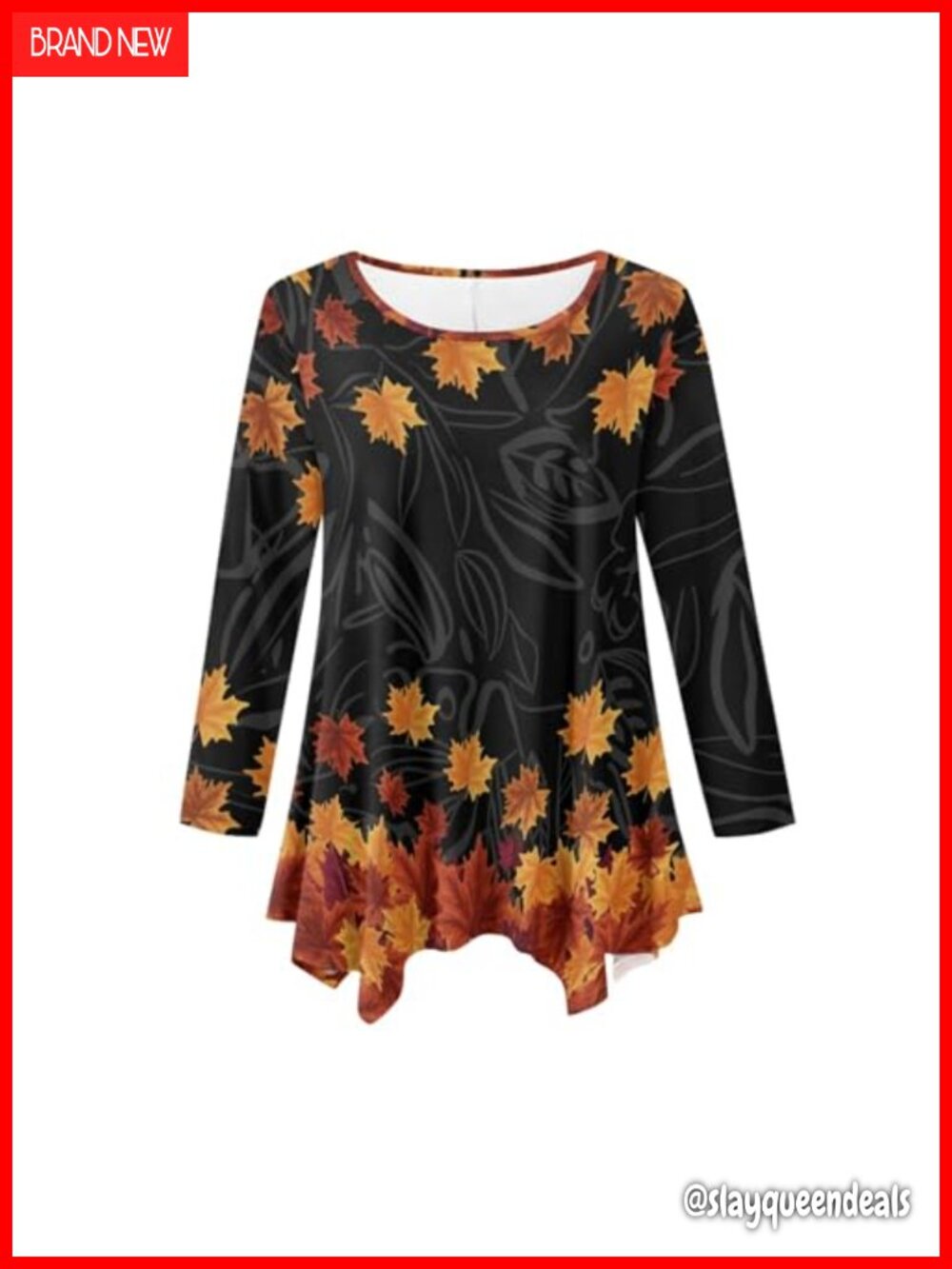 Womens Plus Size Long Sleeve T-Shirt Irregular Hem Casual Pullover Top
